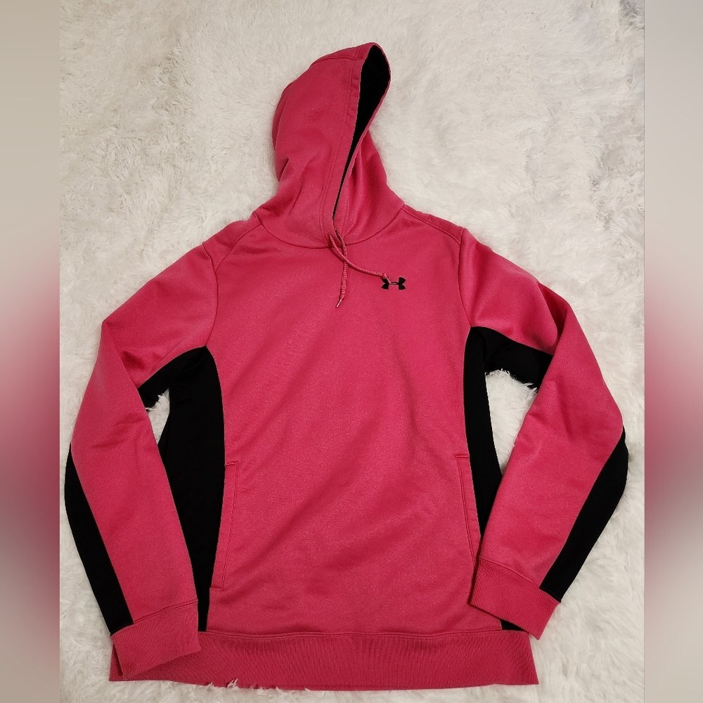 Under Armour Pink and Black Small Logo Hoodie